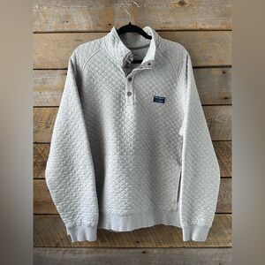 LL Bean Quilted Sweatshirt Men XL Reg Gray 1/4 Snap Pullover Sweater Outdoors